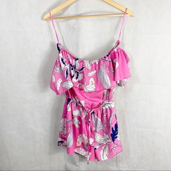 Yumi Kim Pink floral print off shoulder romper - Picture 7 of 9